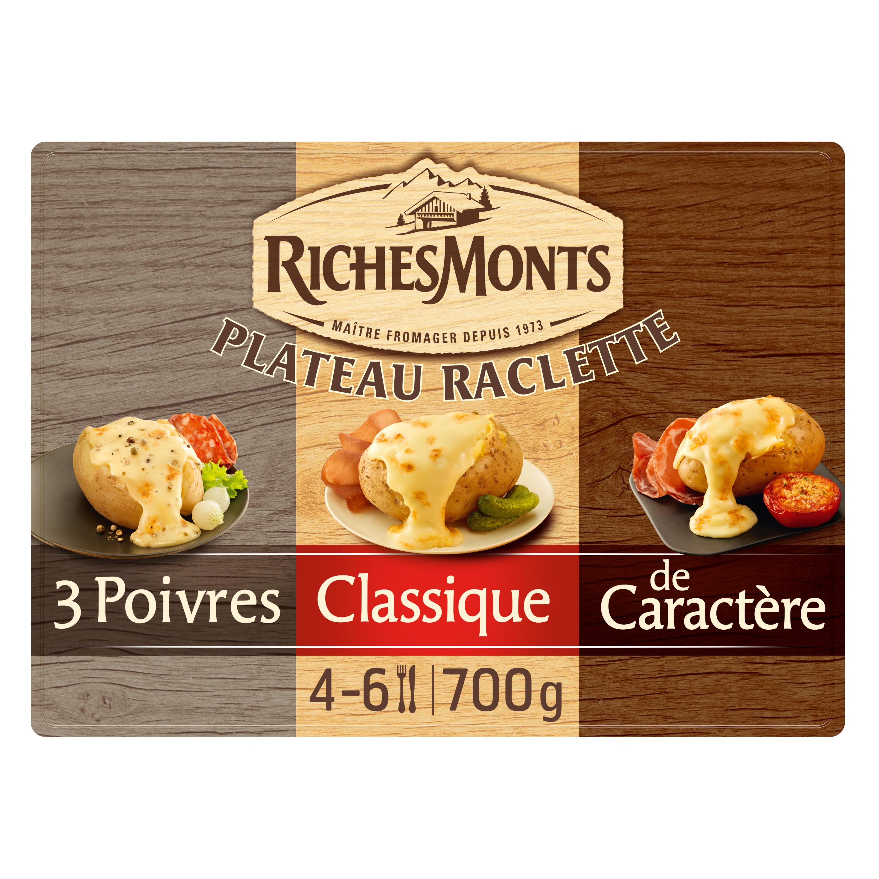 Plateau Raclette RichesMonts Assortiment 3 Variétés 700g